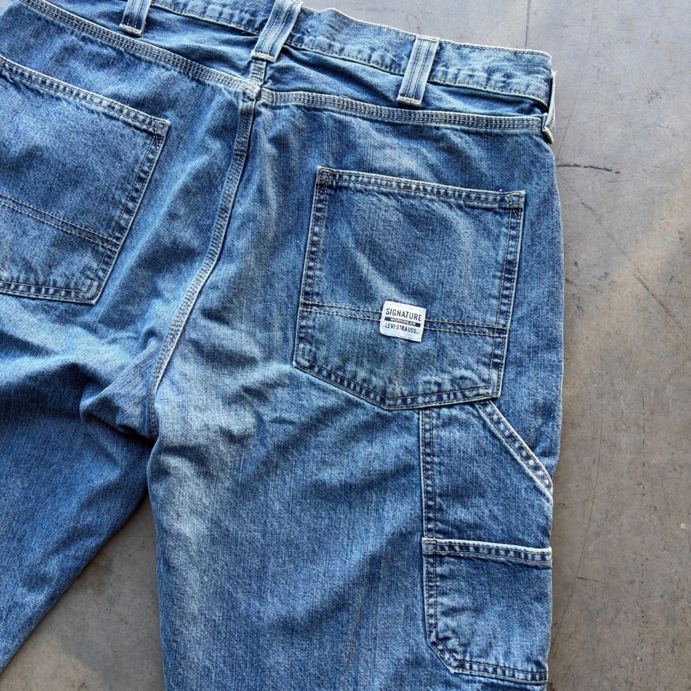 VTG Levi Strauss Signature Carpenter Jeans Mens 37x29 Blue Denim Skater Y2K